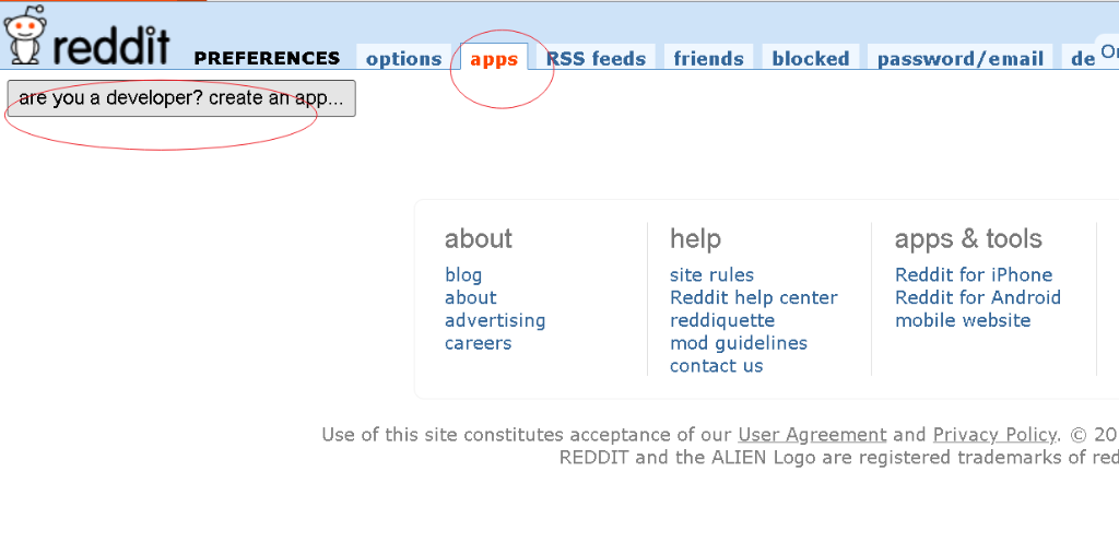 Reddit Apps Page